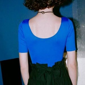 💙 MARYAM NASSIR ZADEH Wave Leotard in  Cobalt Blue EUC Size 0 (Fits like a 2)